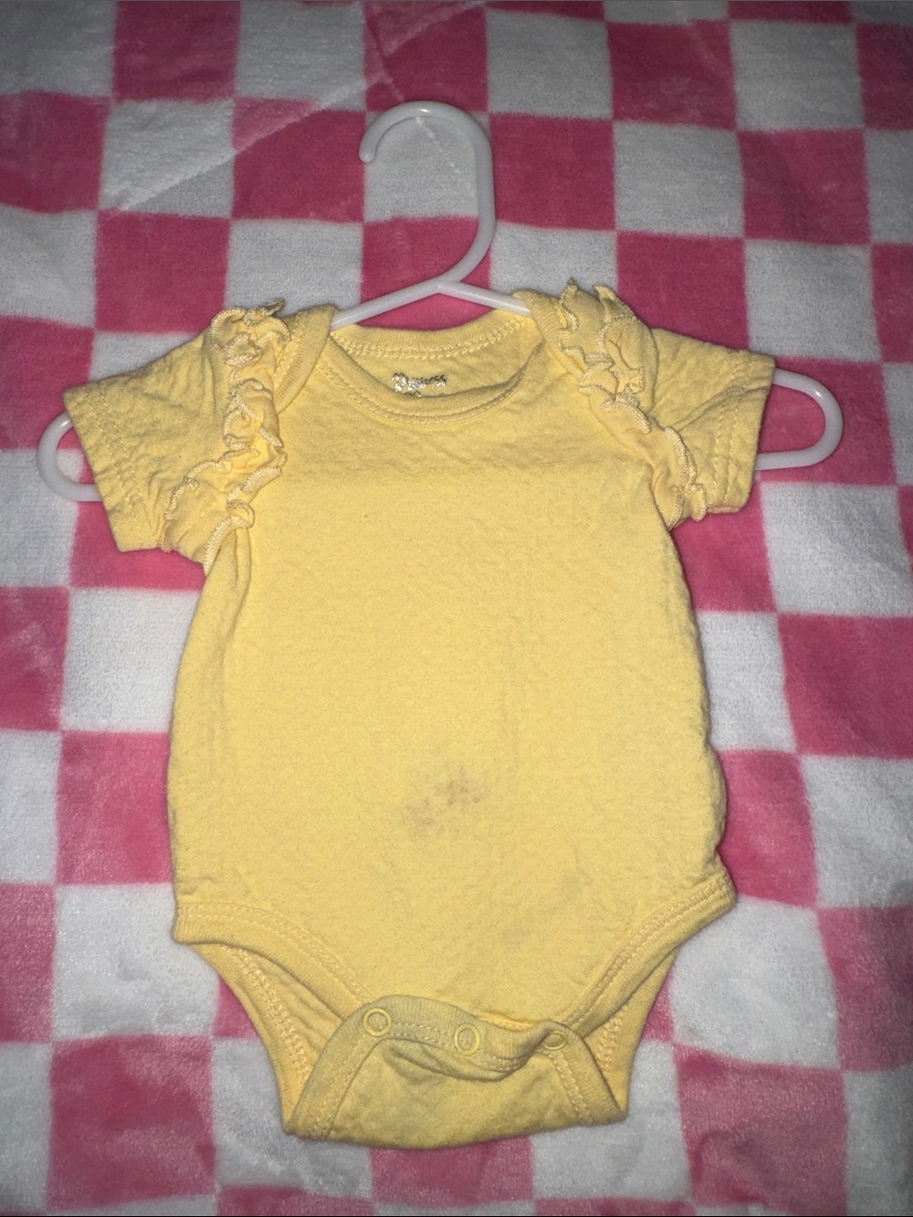 Ruffled Short-Sleeve Yellow Baby Bodysuit
